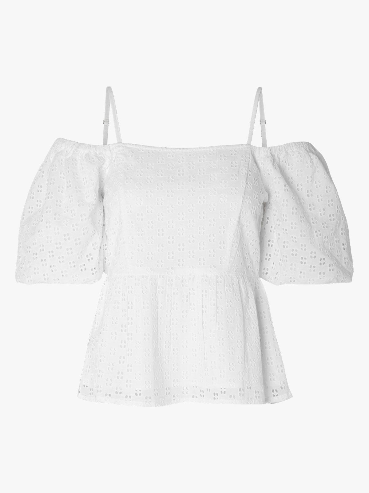 Selected Femme Anelli 3/4 On Off Shoulder Top Snow White