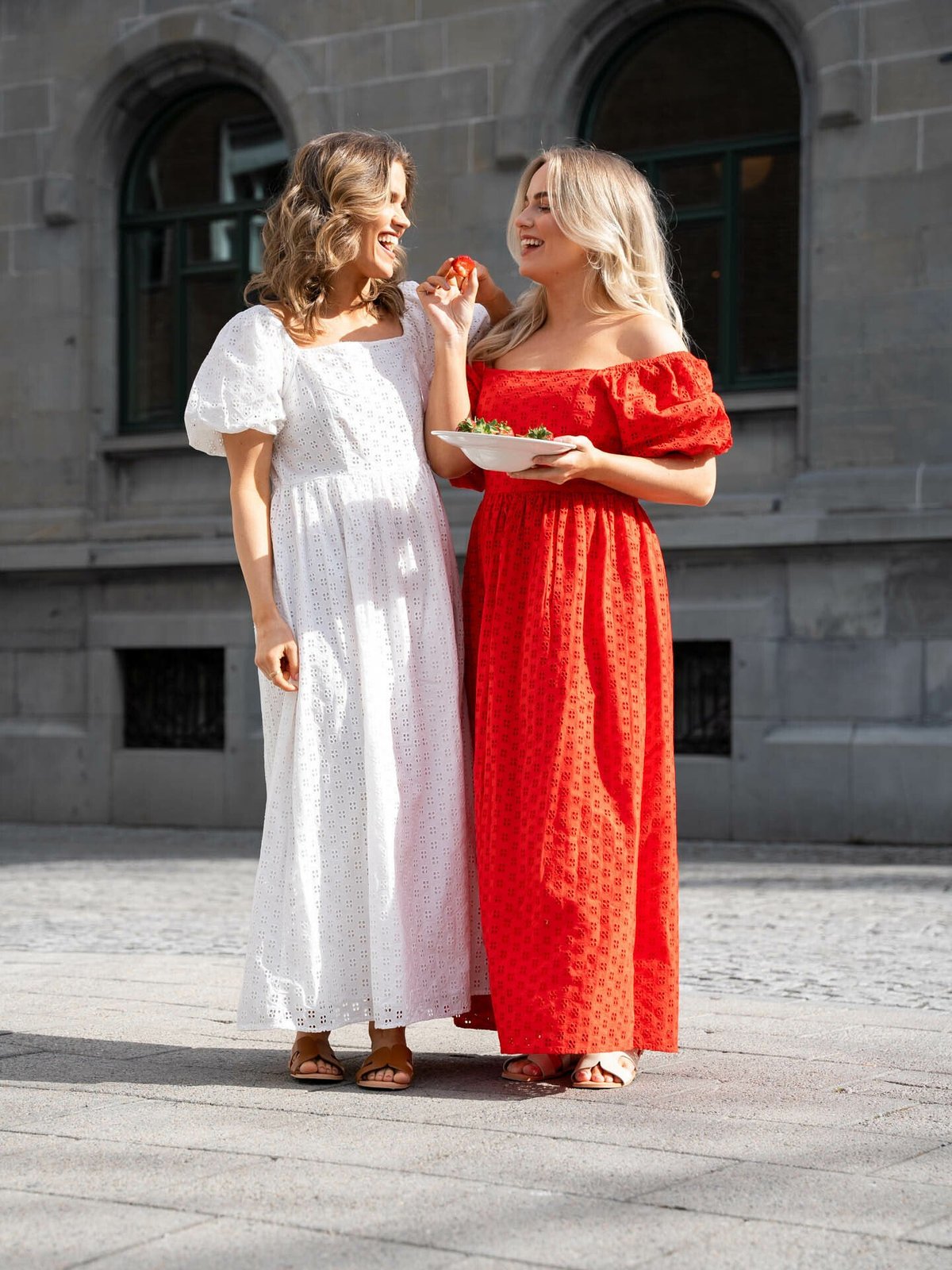 Selected Femme Anelli 3/4 On Off Ankle Dress Flame Scarlet