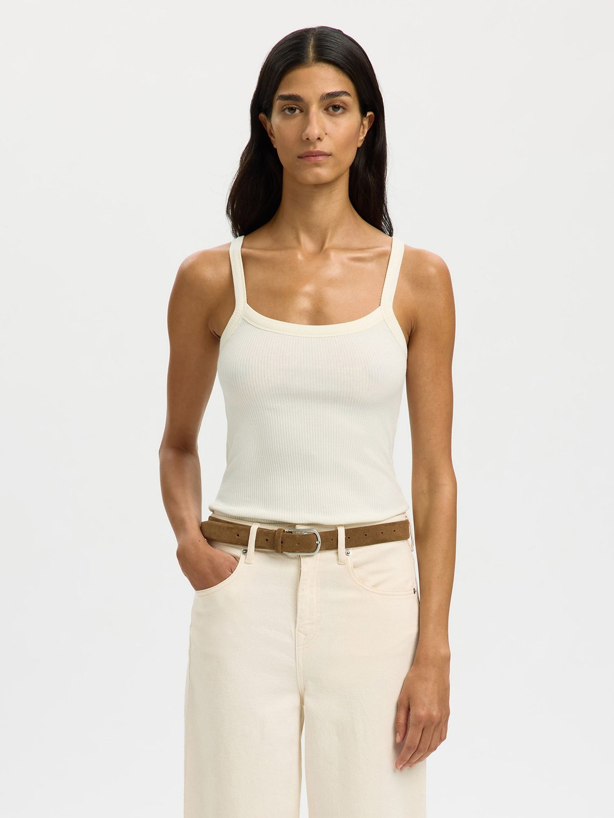 Selected Femme Celica Anna Strap Tank Top Snow White