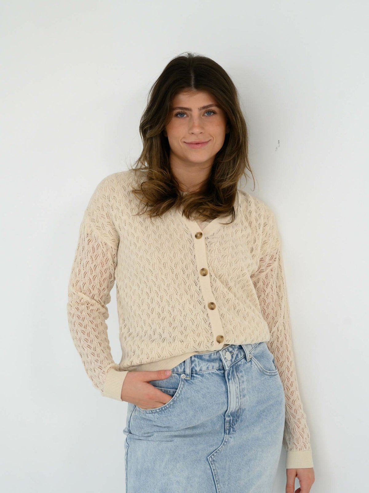 Selected Femme Agny Long Sleeve Knit Cardigan Brich