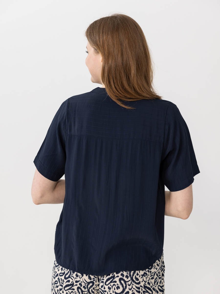 Selected Femme Susie-Mivia Short Sleeve Top Dark Sapphire