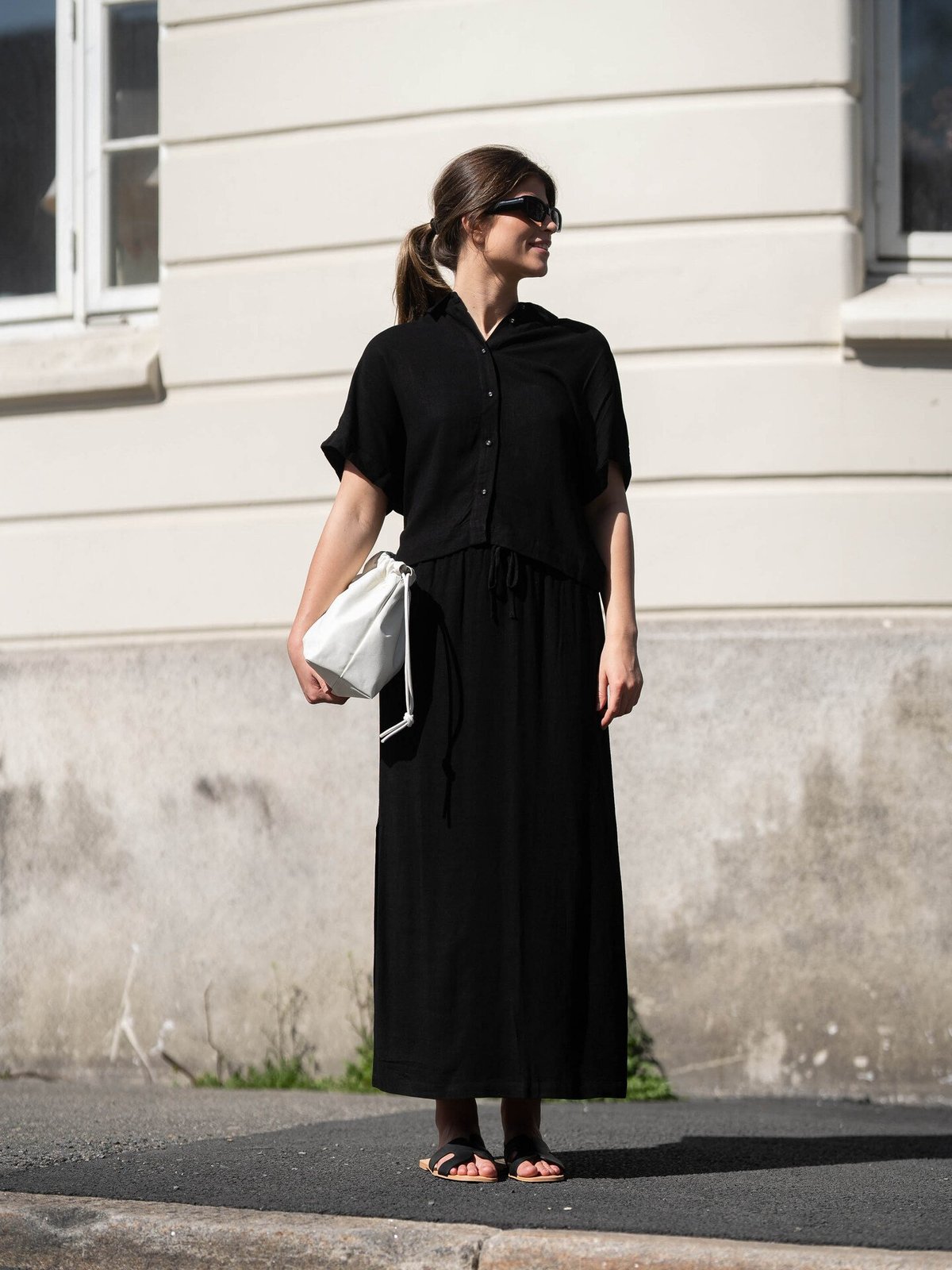 Selected Femme Viva High Waist Ankle Skirt Black