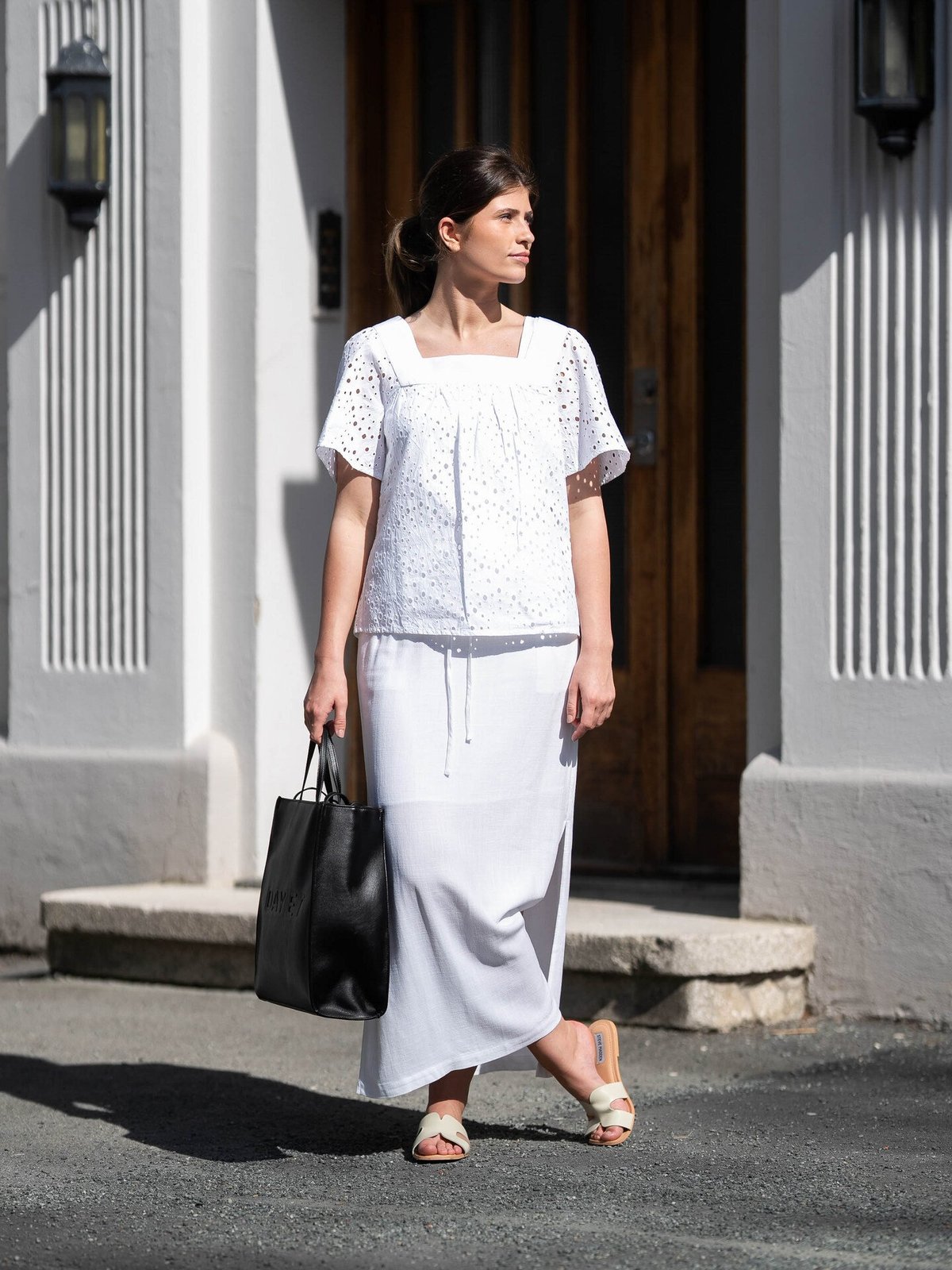 Selected Femme Viva High Waist Ankle Skirt Snow White