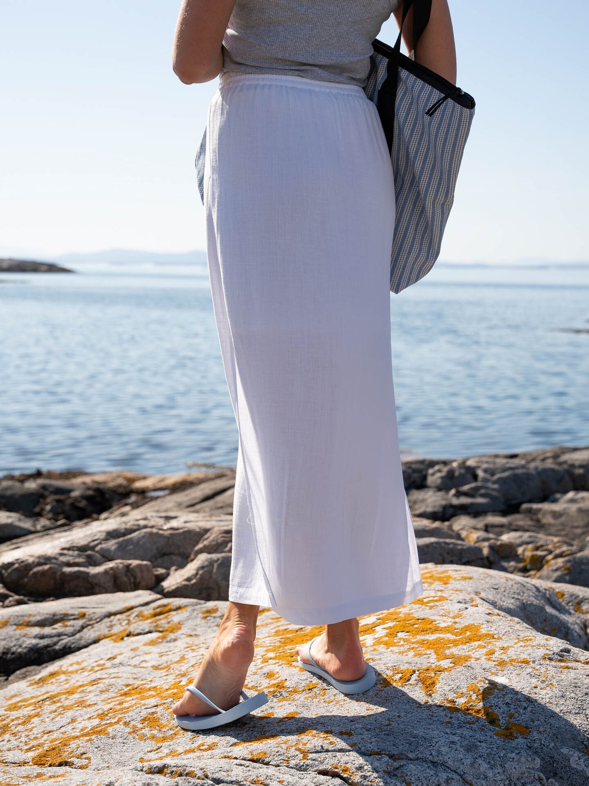 Selected Femme Viva High Waist Ankle Skirt Snow White