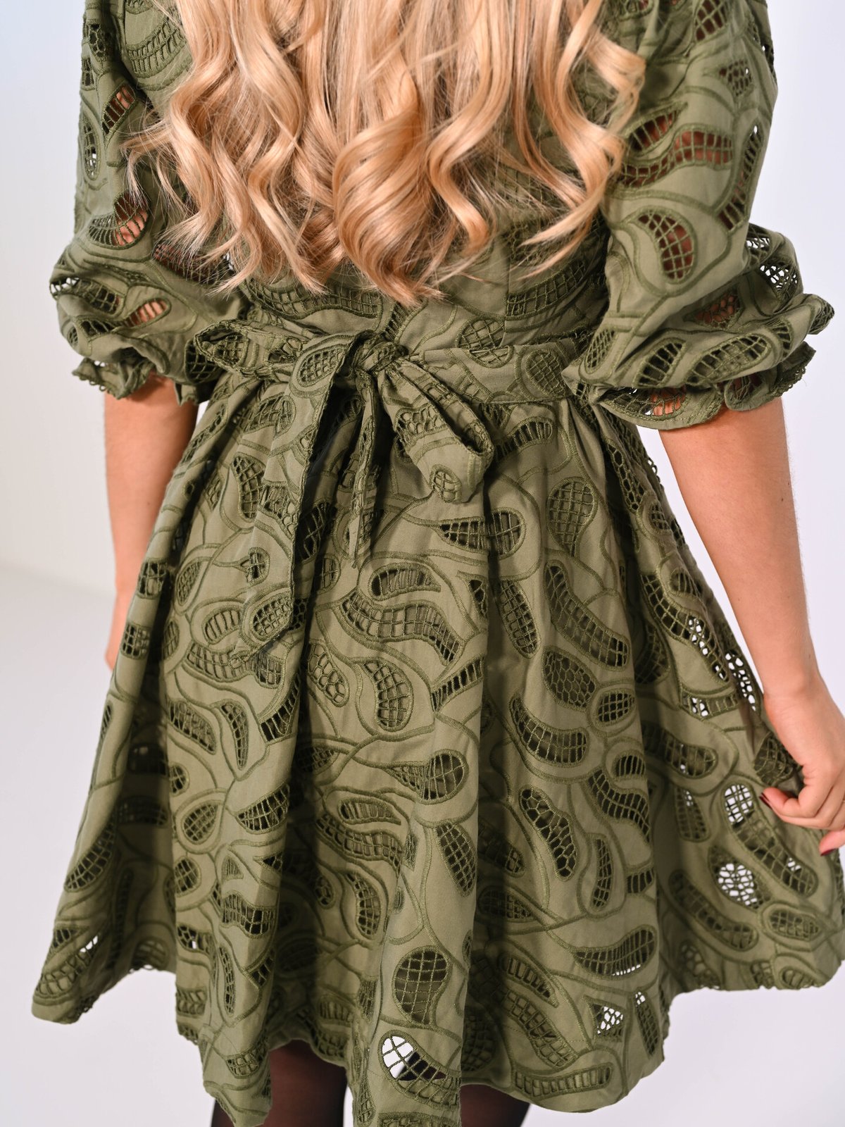 Selected Femme Allia 3/4 Short Shirt Broderi Dress Olivine