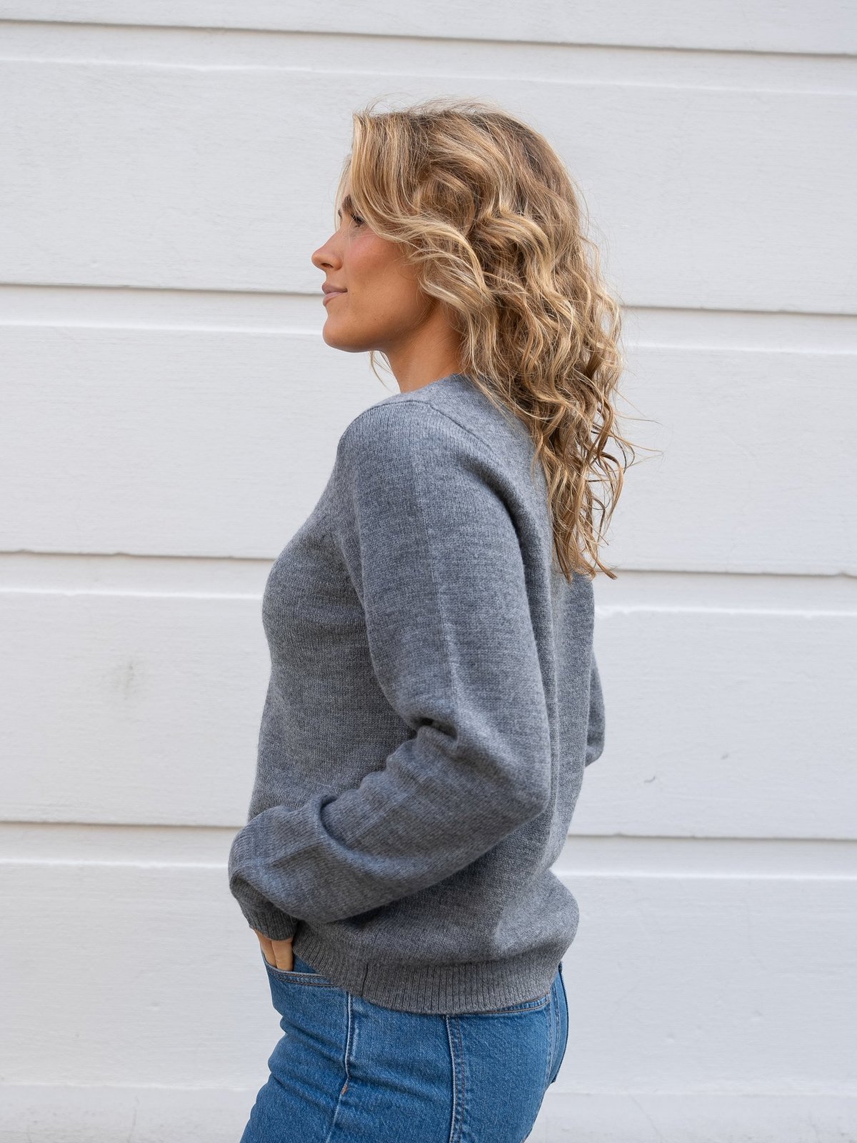 Selected Femme Ana Long Sleeve Knit O-Neck Medium Grey Melange