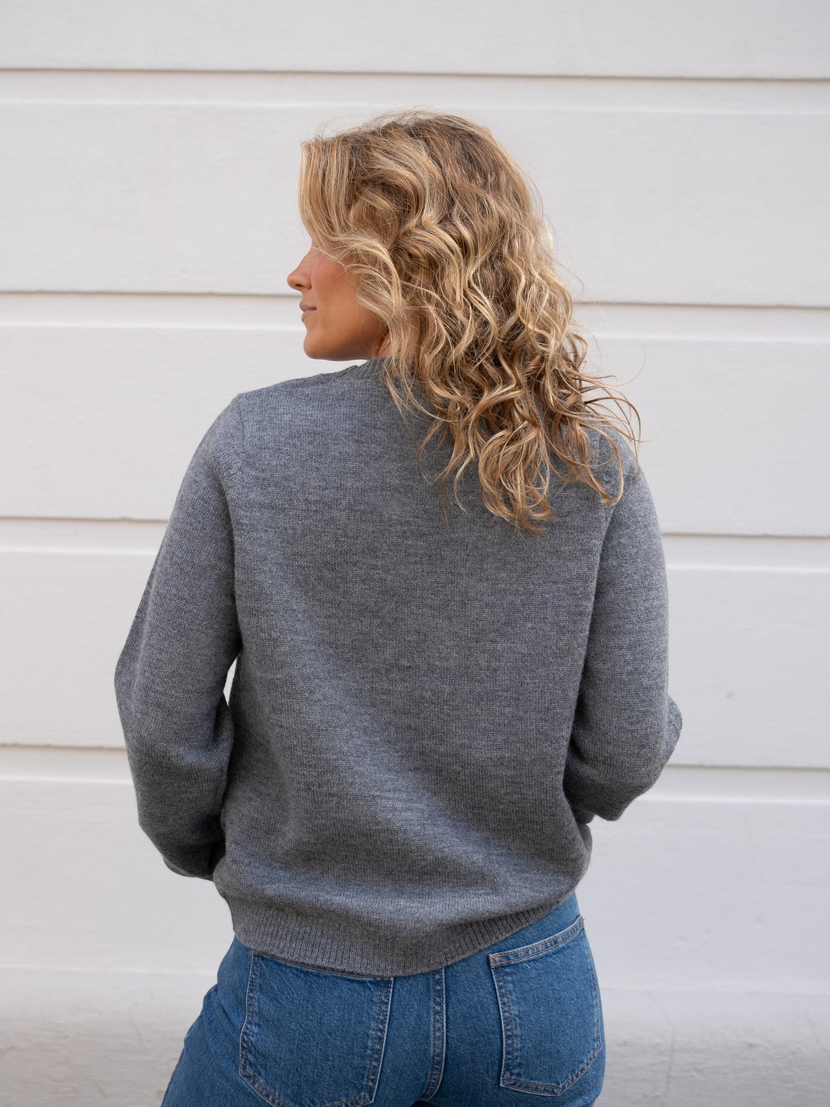 Selected Femme Ana Long Sleeve Knit O-Neck Medium Grey Melange