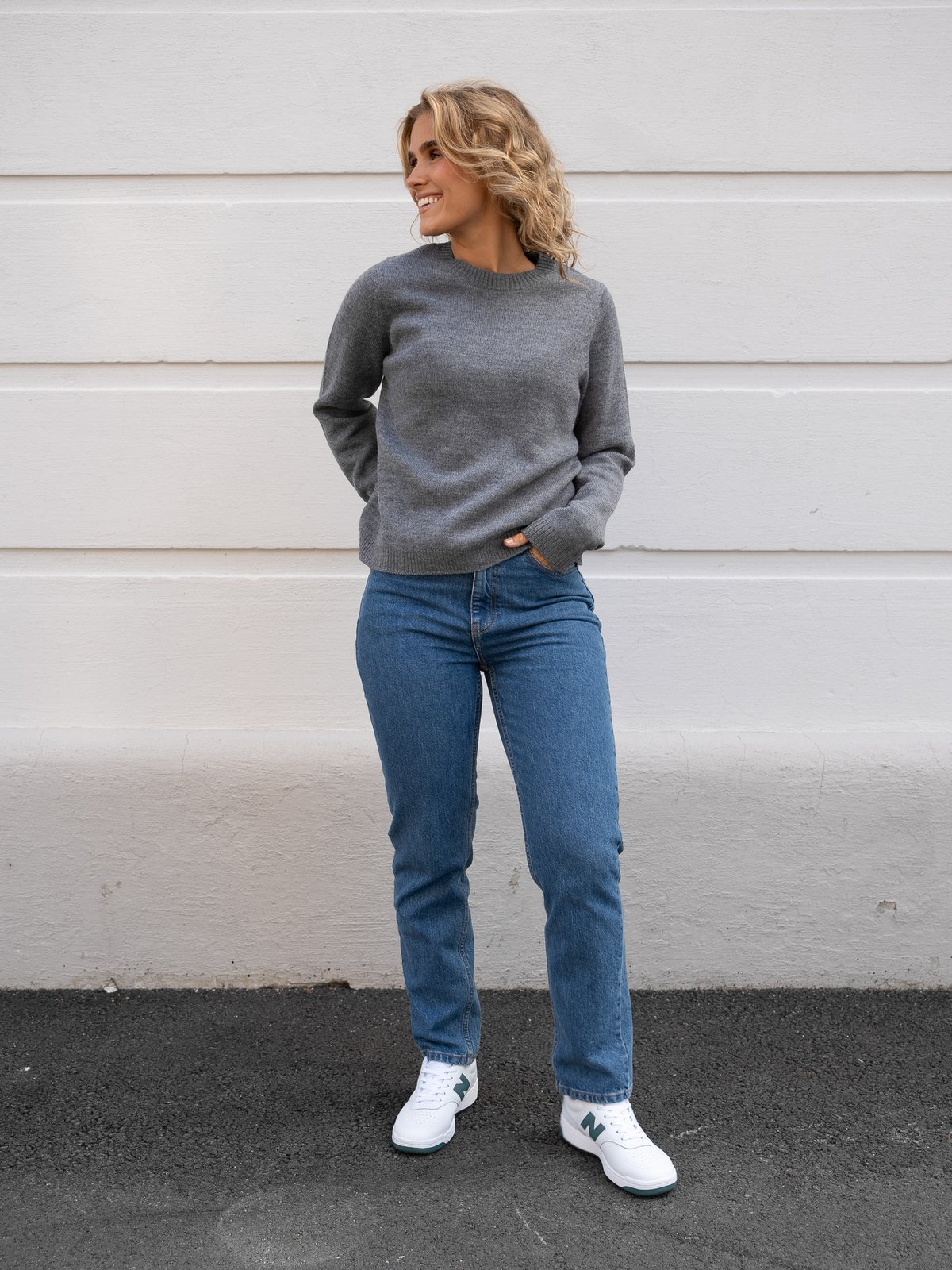 Selected Femme Ana Long Sleeve Knit O-Neck Medium Grey Melange