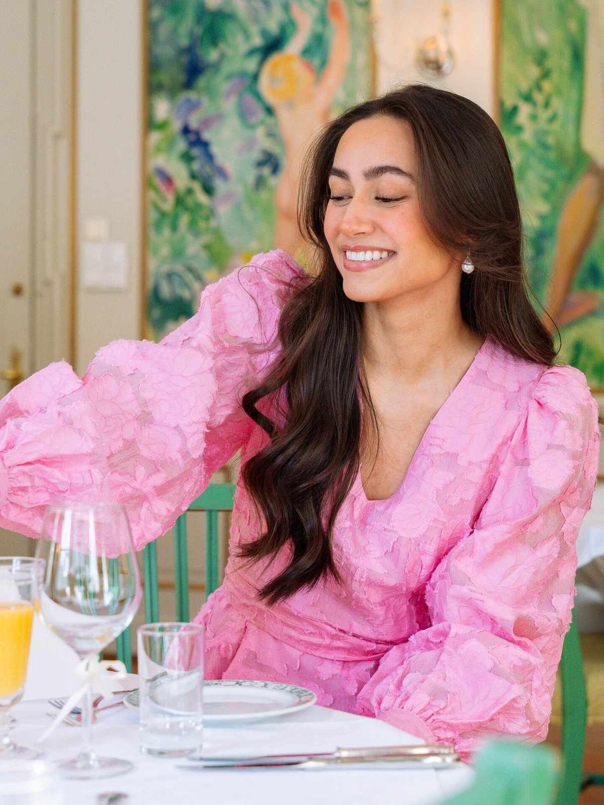 Selected Femme Calli-Sadie Long Sleeve Short V-Neck Dress Rosebloom