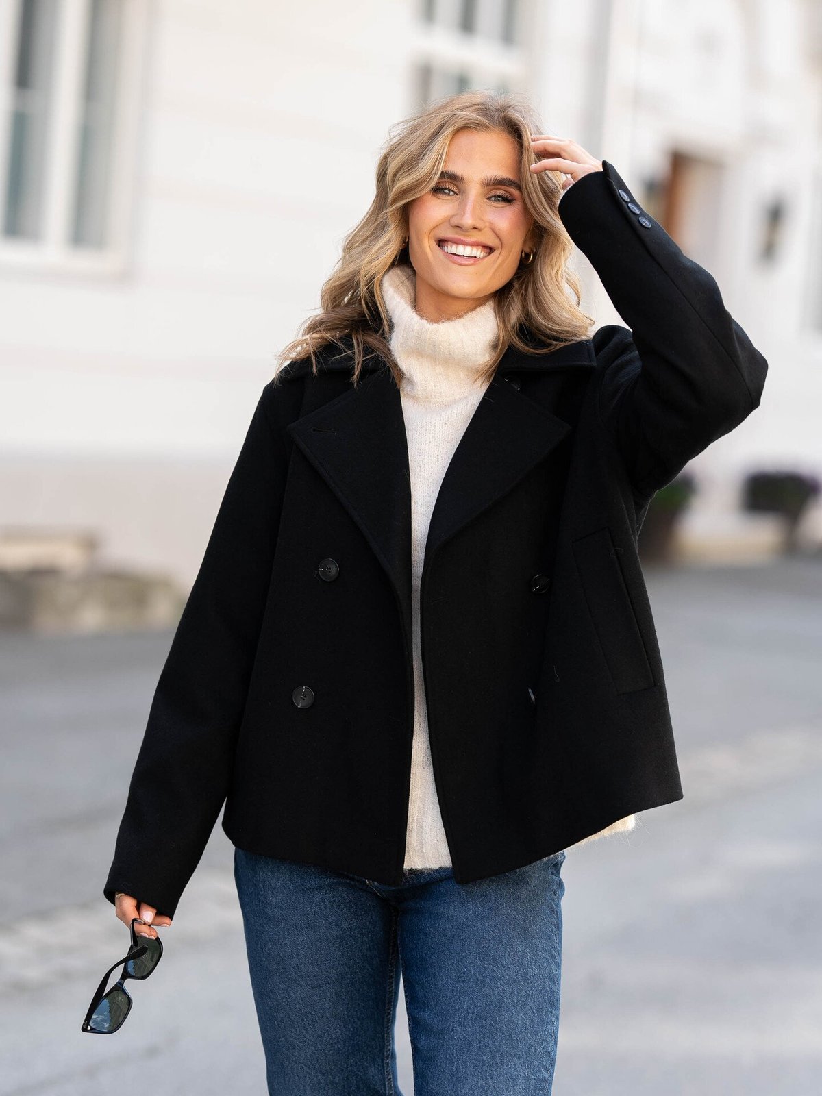 Selected Femme Alma Short Wool Jacket Black