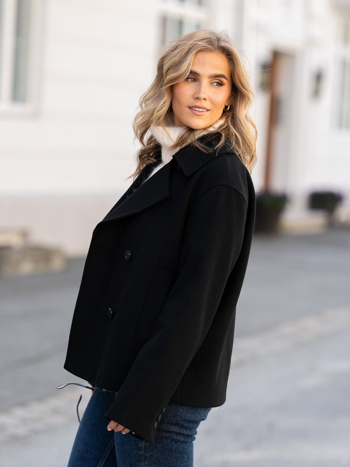 Selected Femme Alma Short Wool Jacket Black