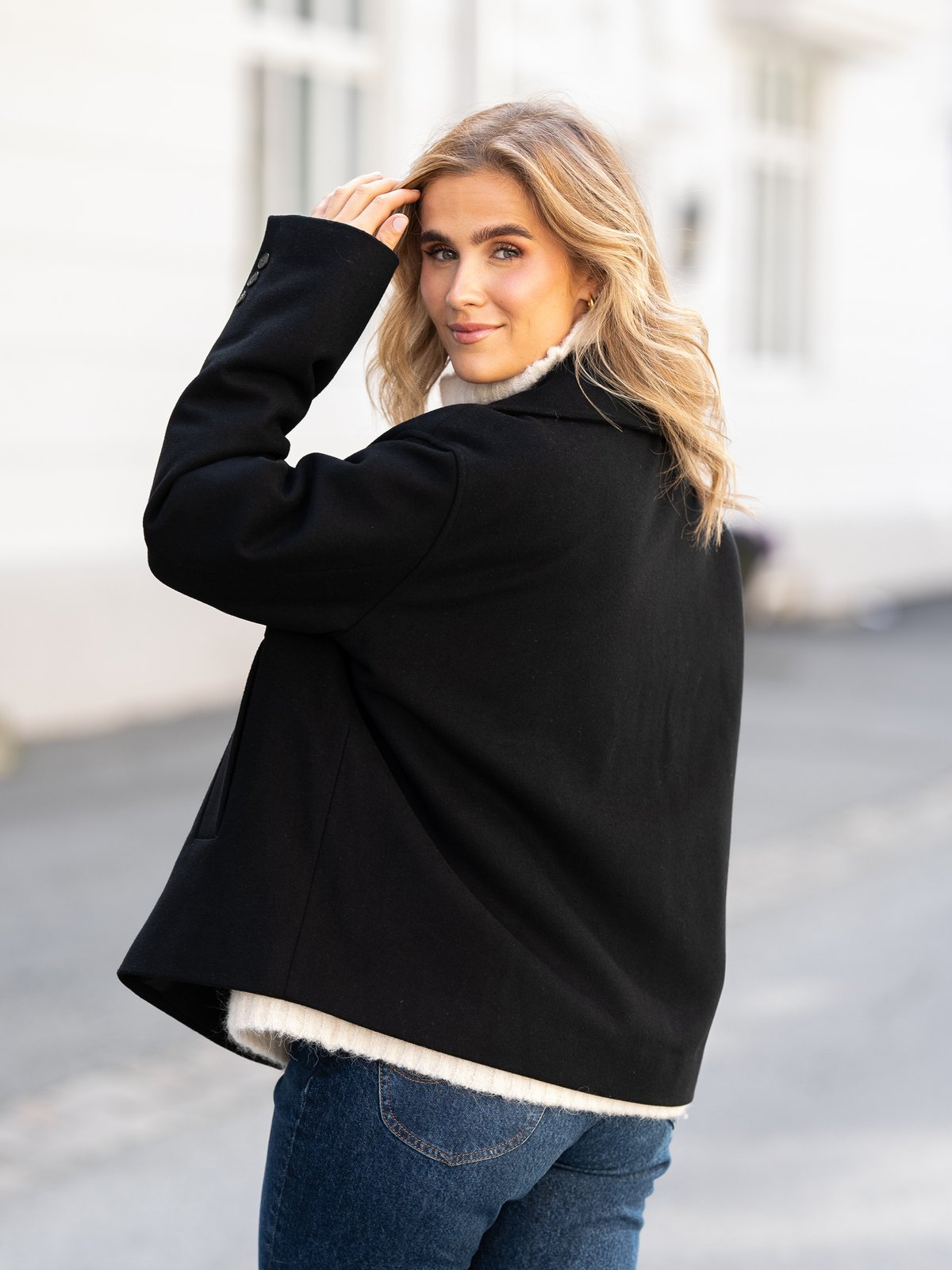 Selected Femme Alma Short Wool Jacket Black