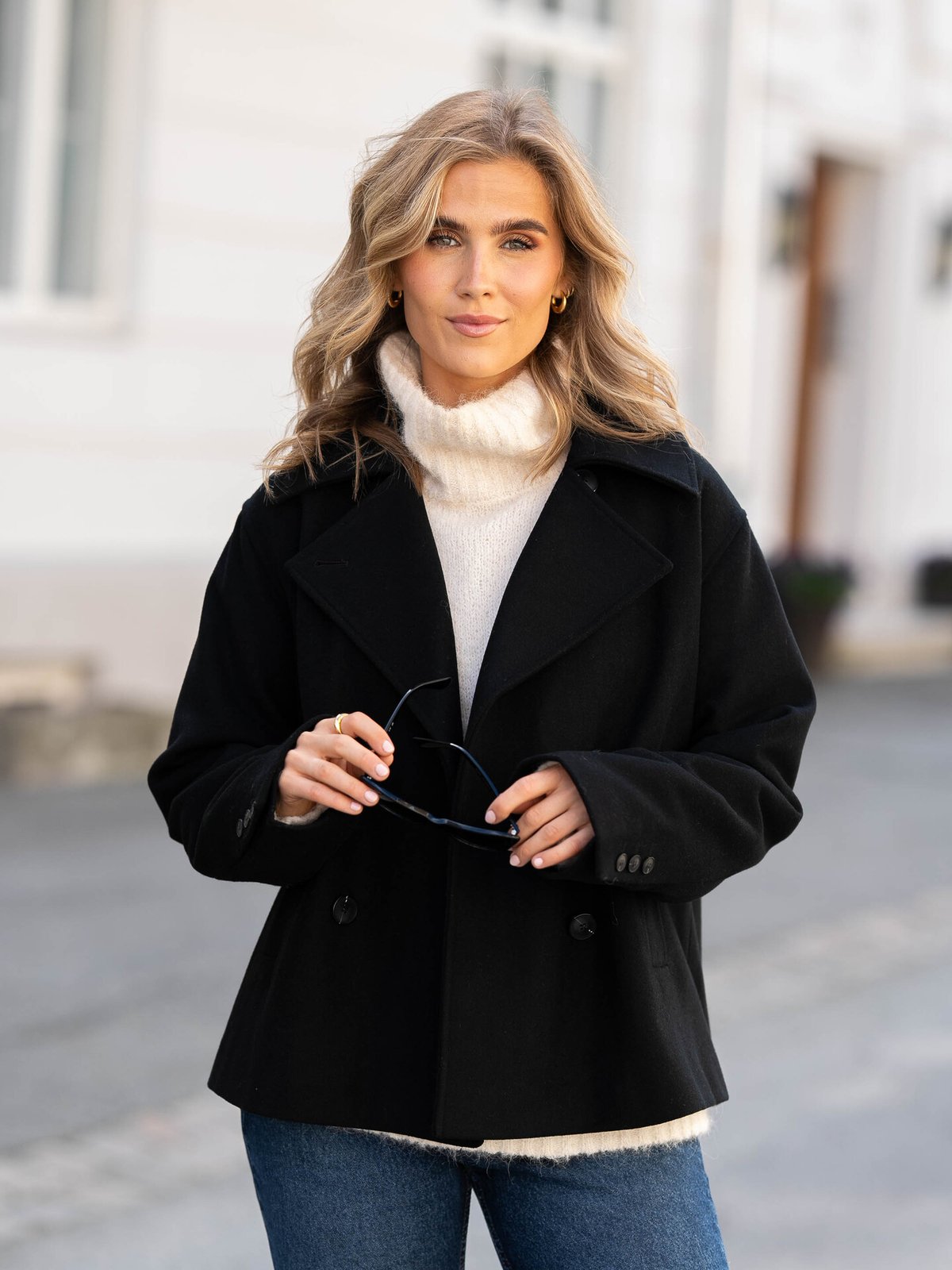 Selected Femme Alma Short Wool Jacket Black