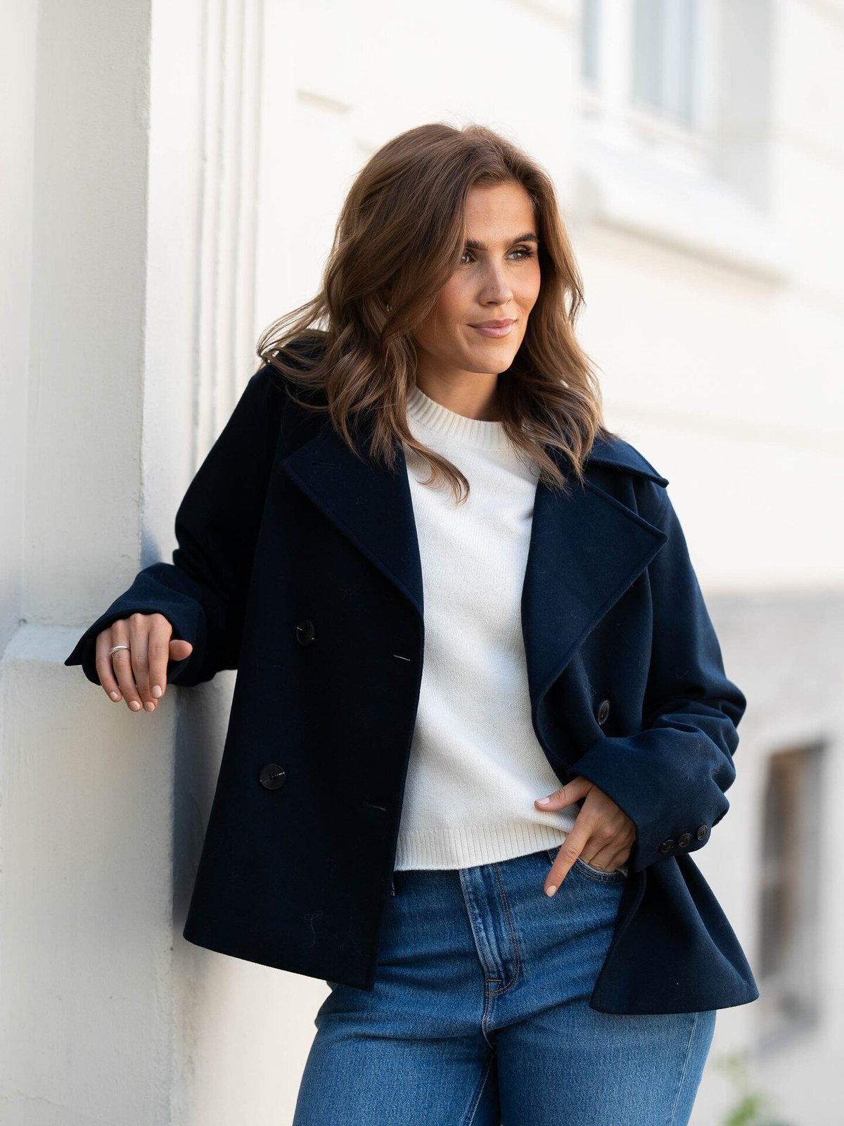 Selected Femme Alma Short Wool Jacket Dark Sapphire