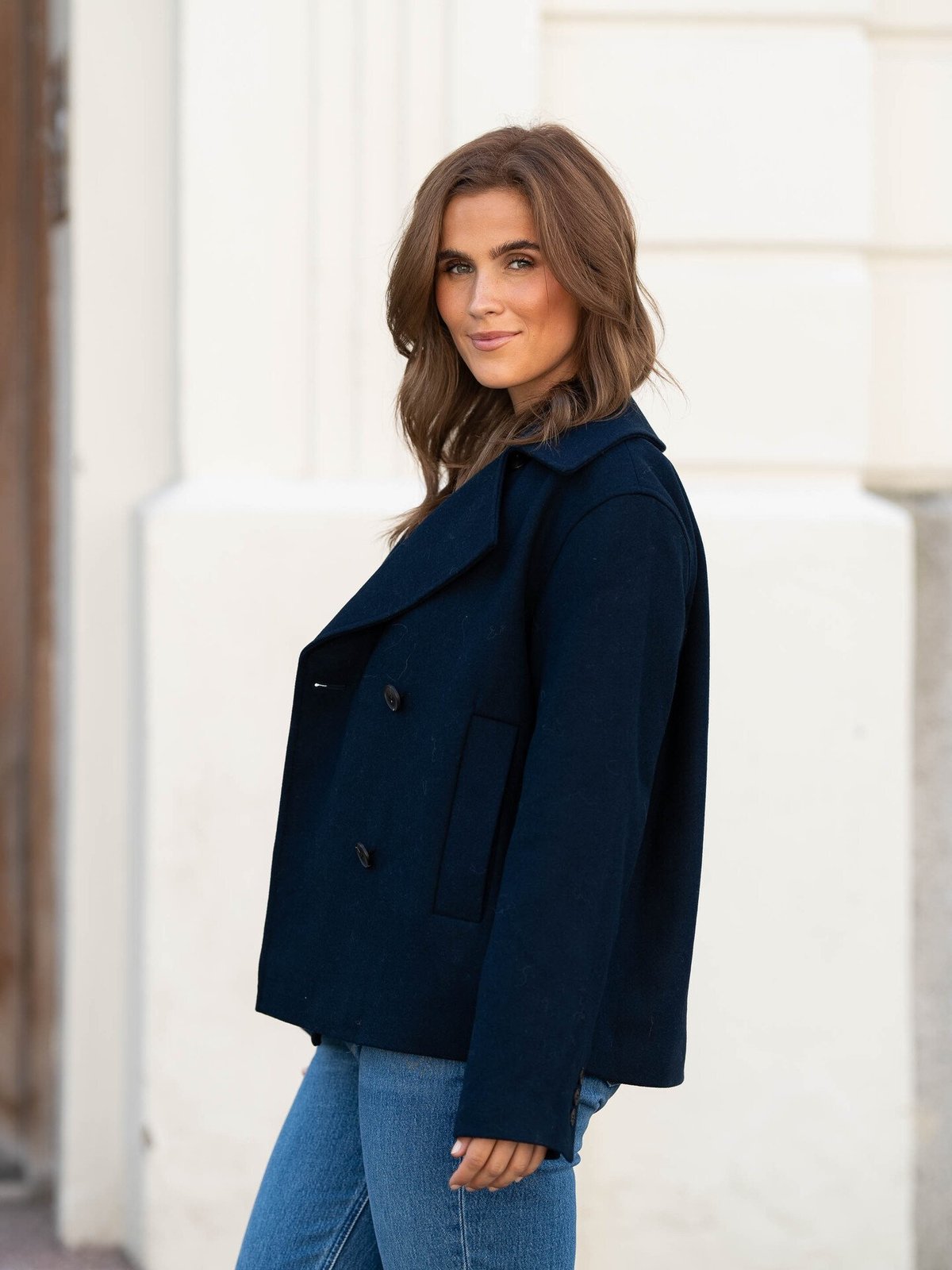 Selected Femme Alma Short Wool Jacket Dark Sapphire