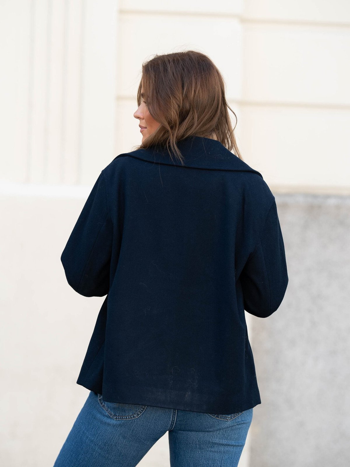 Selected Femme Alma Short Wool Jacket Dark Sapphire