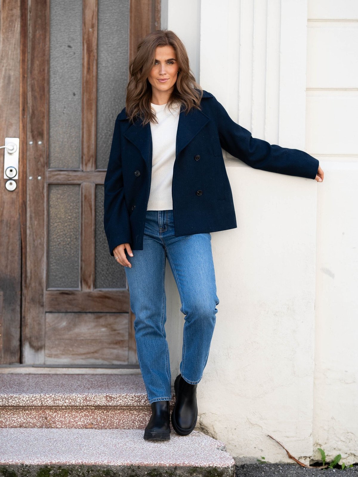 Selected Femme Alma Short Wool Jacket Dark Sapphire