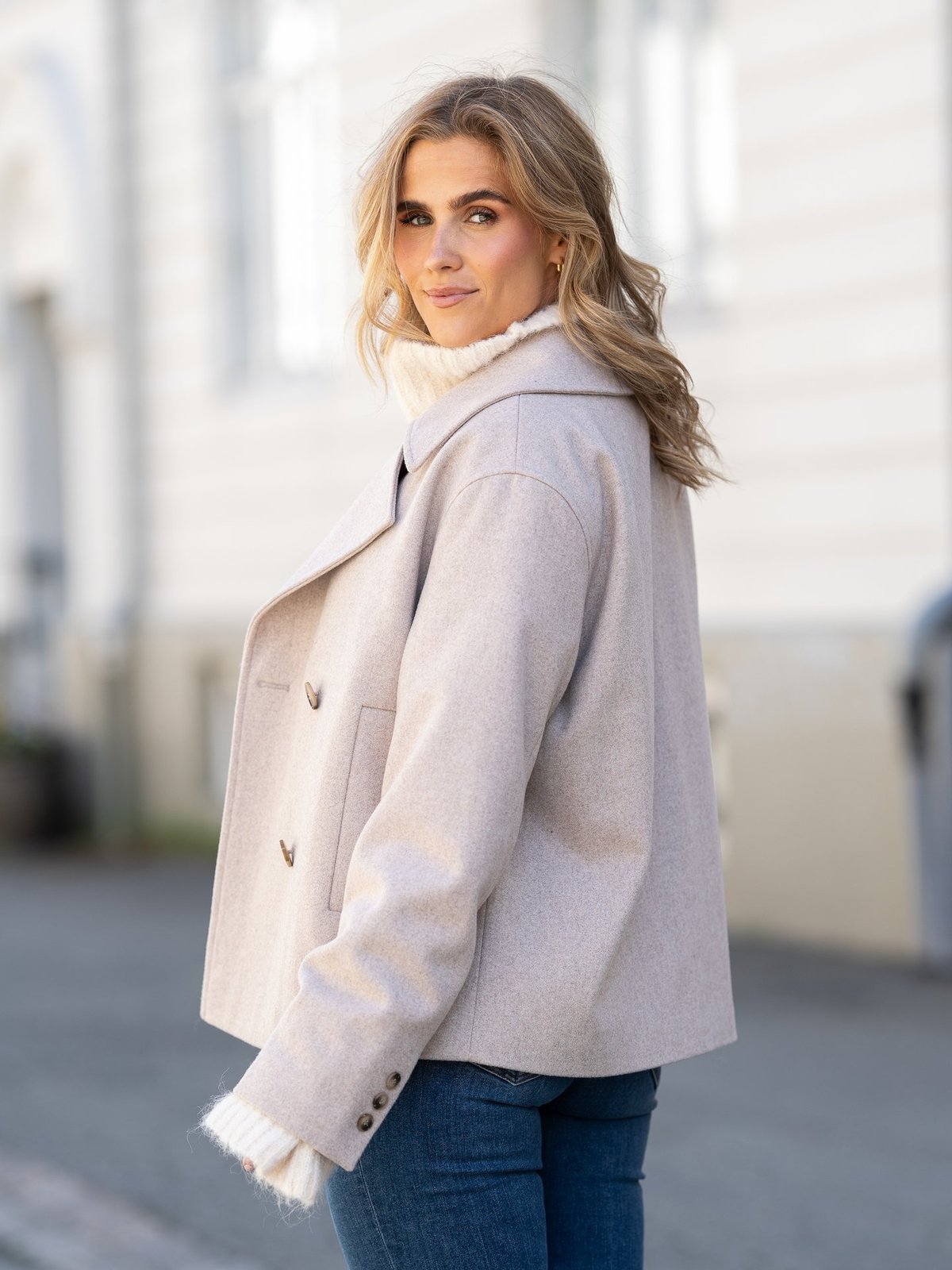 Selected Femme Alma Short Wool Jacket Sandshell