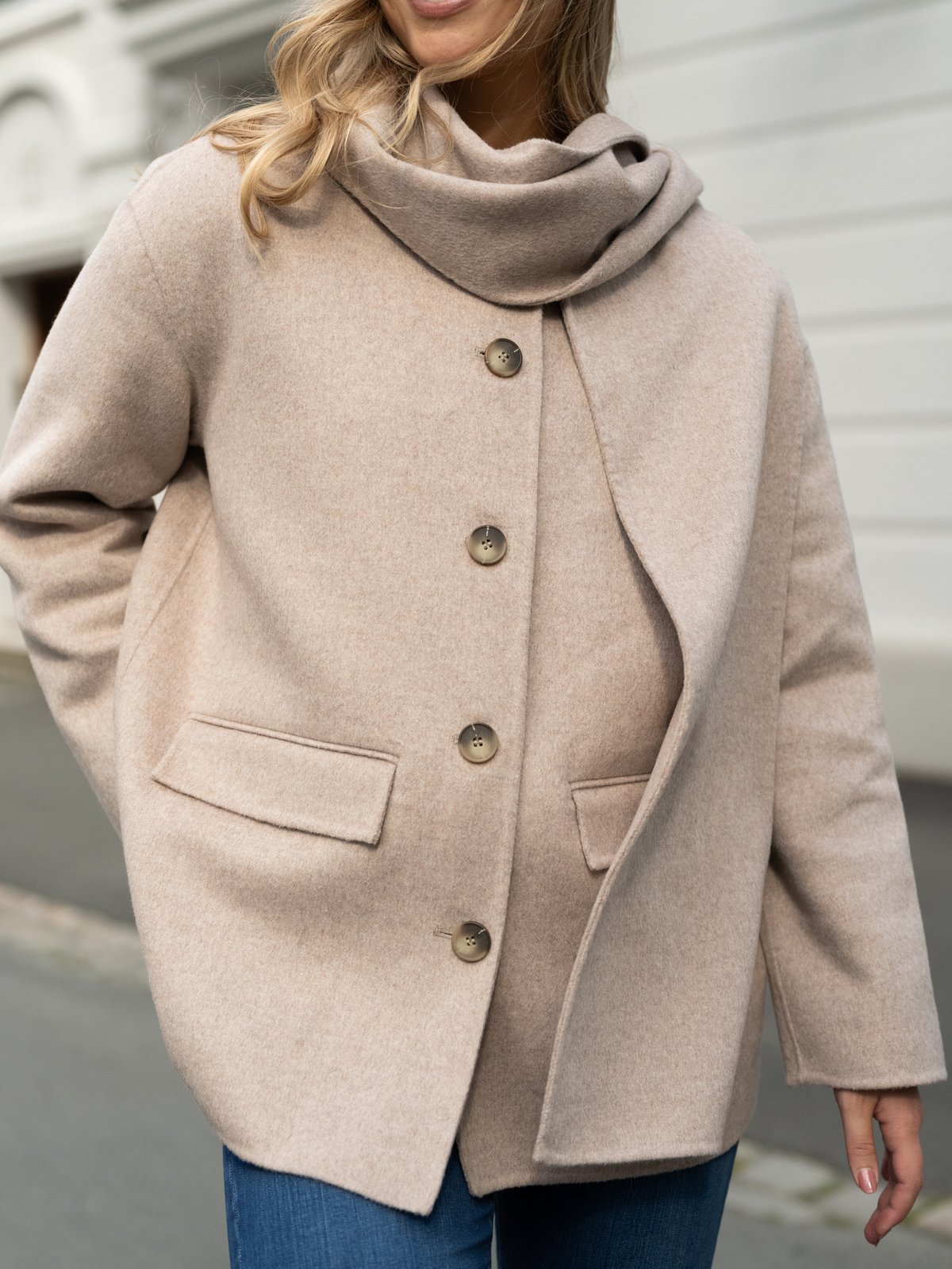 Selected Femme Pam Handmade Scarf Jacket Irish / Sandshell