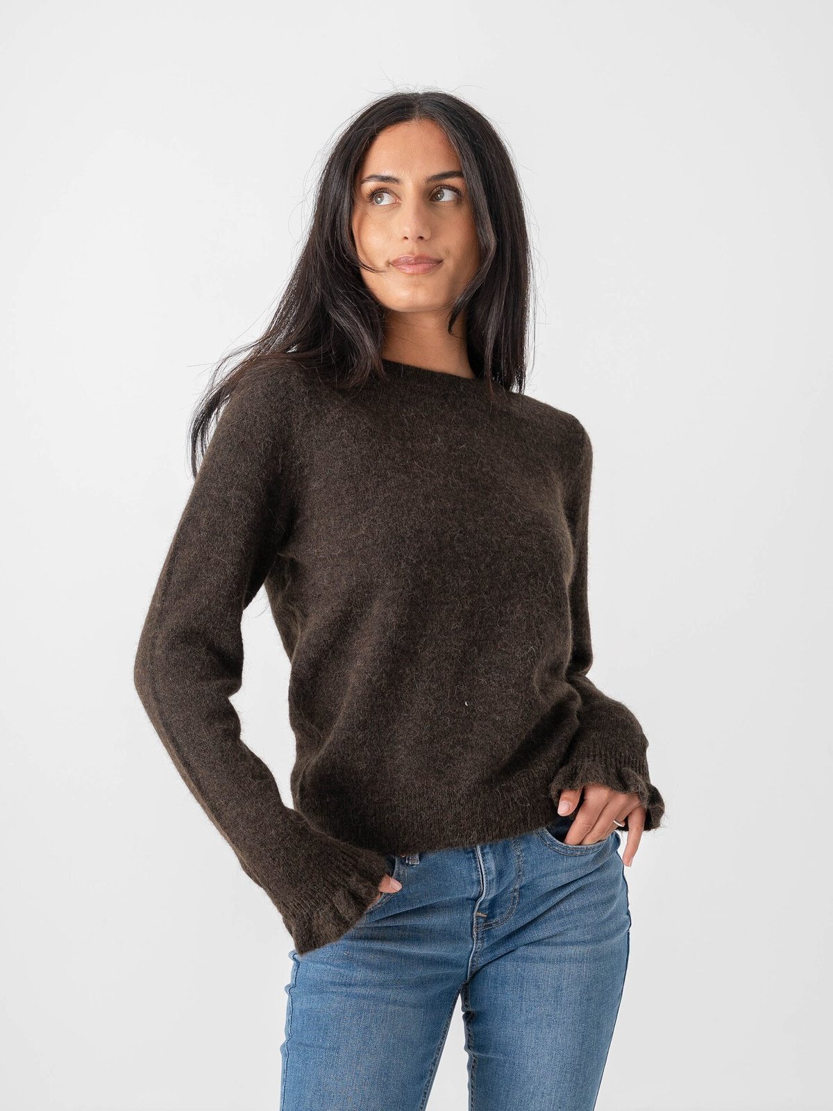 Selected Femme Lulu Long Sleeve Knit Frill Cuff O-Neck Delicioso Melange