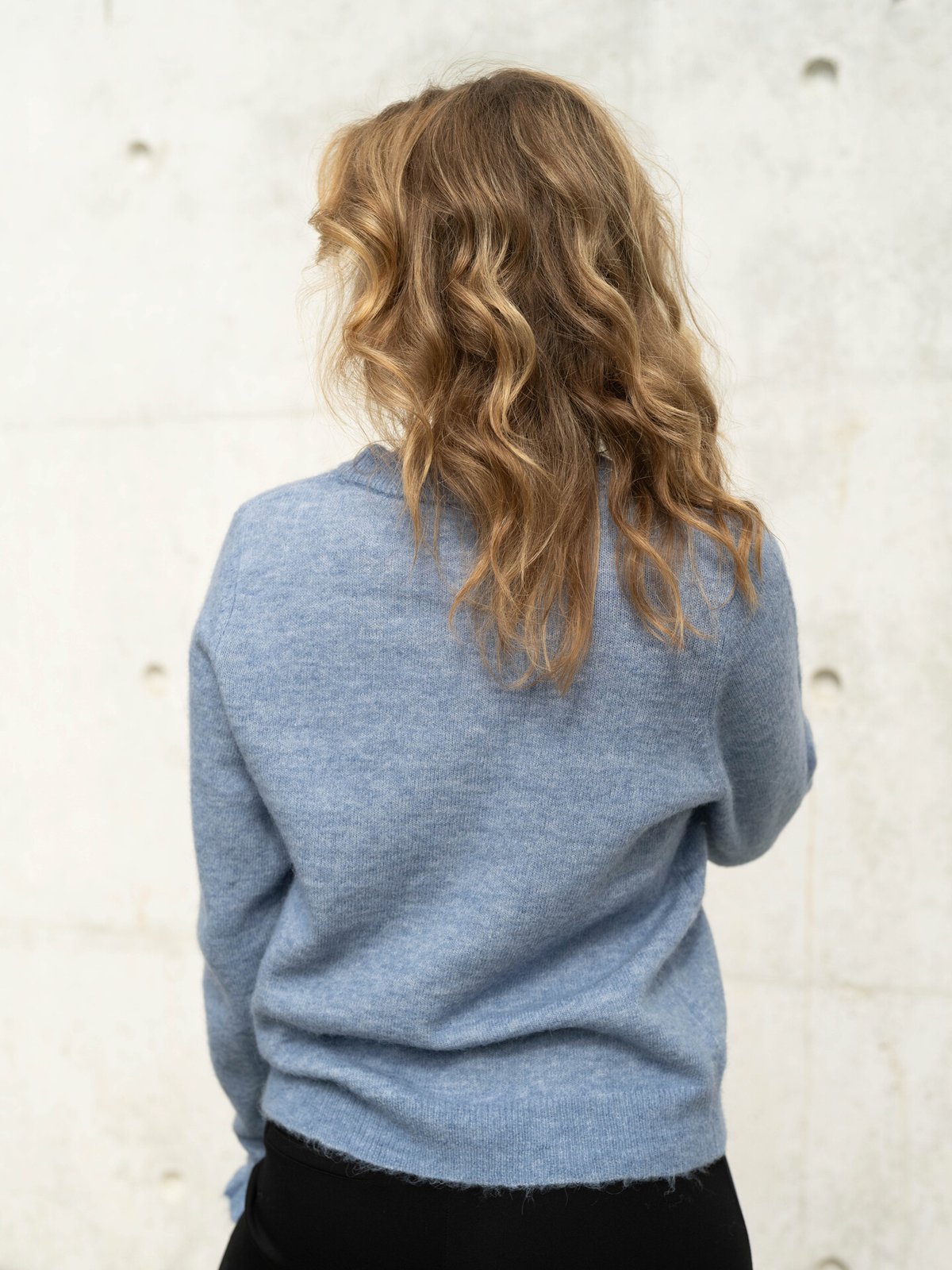 Selected Femme Lulu Long Sleeve Knit Frill Cuff O-Neck Endless Sky