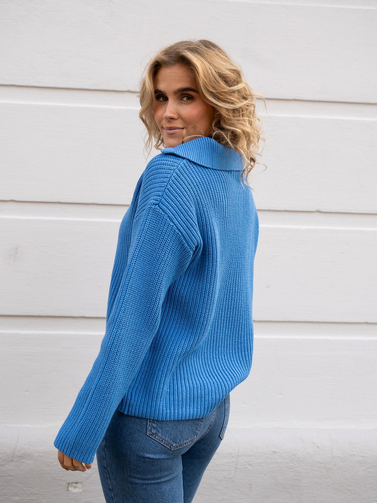 Selected Femme Bloomie Long Sleeve Knit Half Zip Sonic