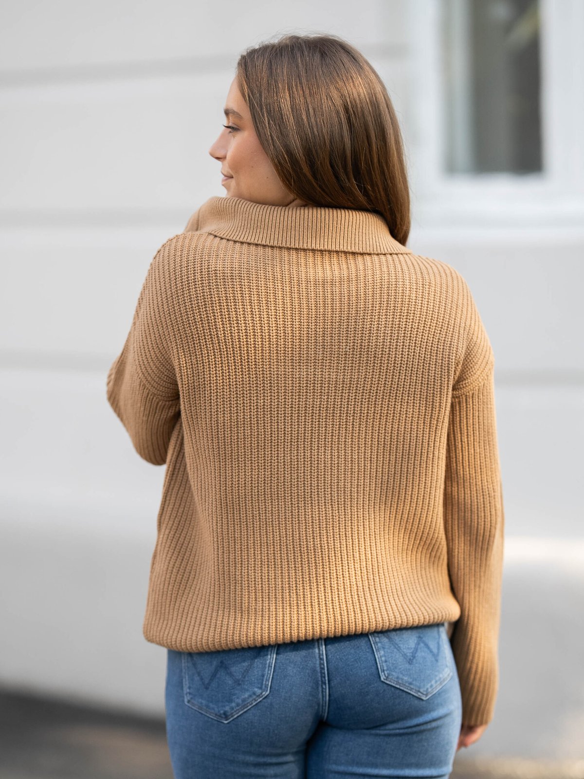 Selected Femme Bloomie Long Sleeve Knit Half Zip Tobacco