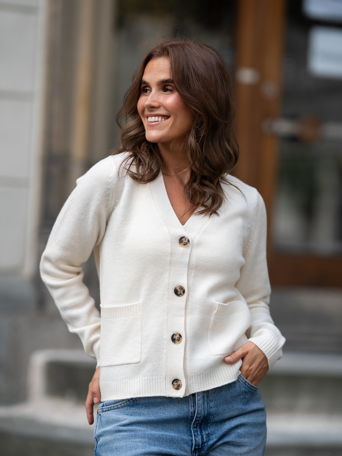 Selected Femme Ana Long Sleeve Knit Cardigan Birch