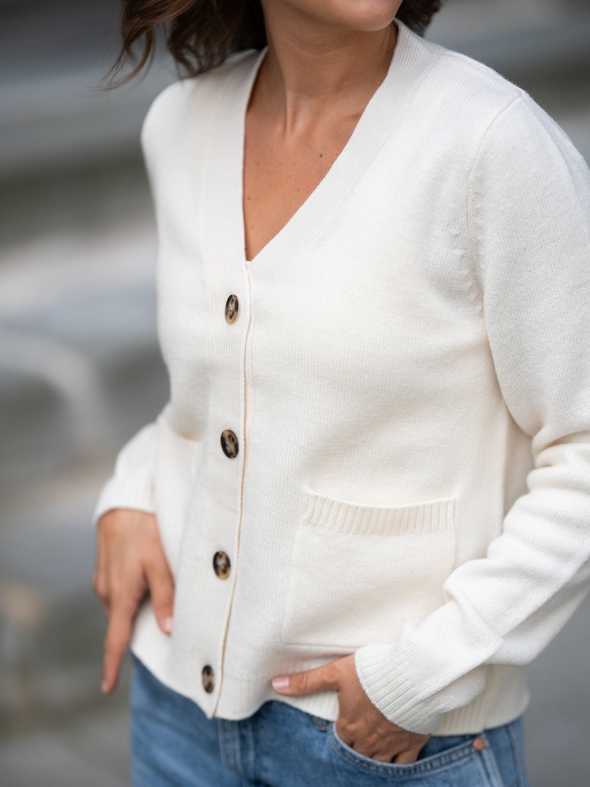 Selected Femme Ana Long Sleeve Knit Cardigan Birch