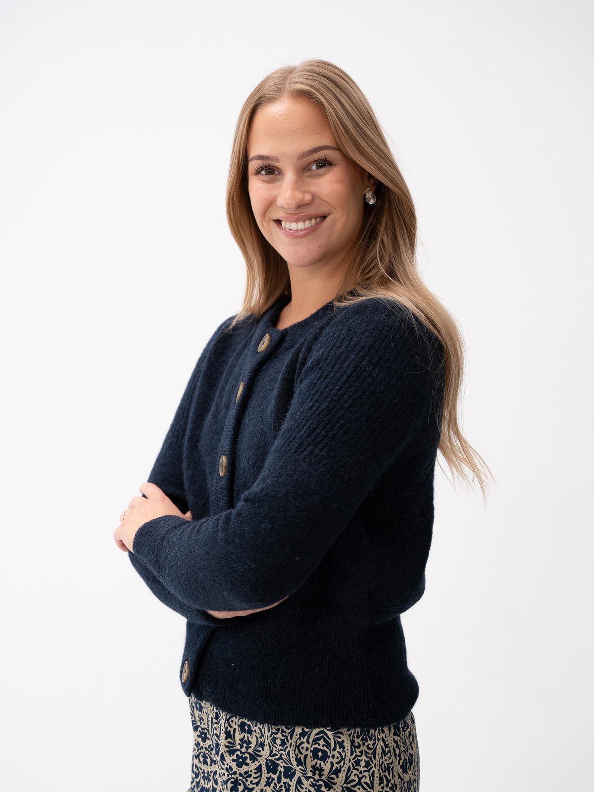 Selected Femme Sia Ras Long Sleeve Knit Cardigan Dark Sapphire