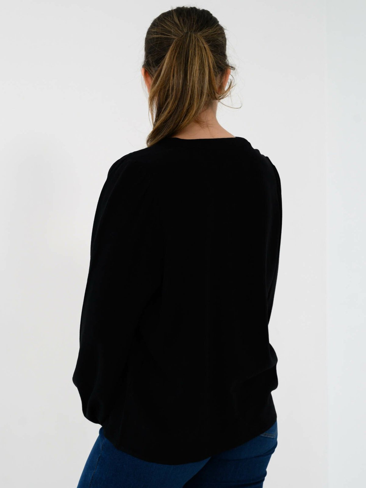Selected Femme Viva Long Sleeve V-Neck Top Black