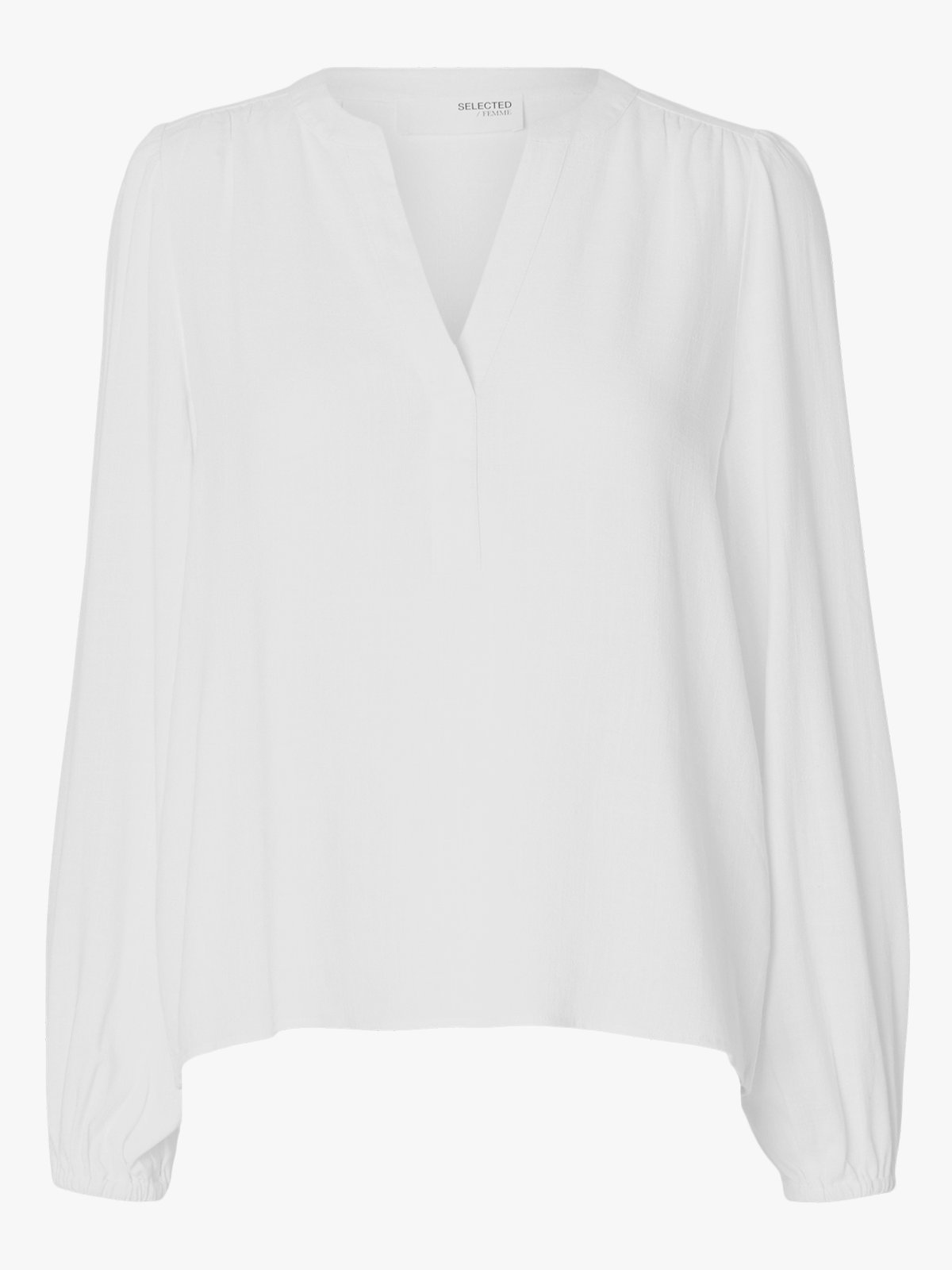 Selected Femme Viva Long Sleeve V-Neck Top White