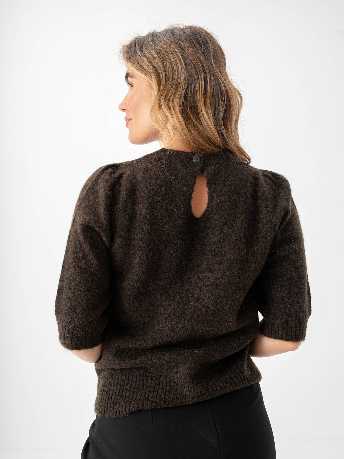 Selected Femme Lulu Short Sleeve Open Back Knit O-neck Delicioso Melange