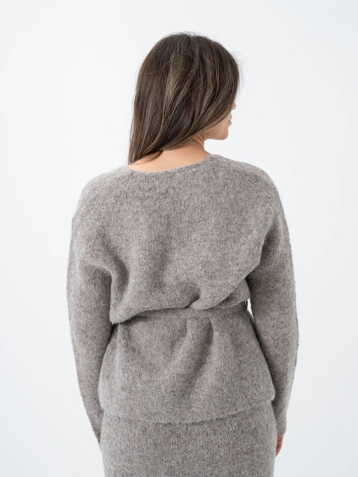 Selected Femme Gabella Long Sleeve Knit Bow Cardigan Steel Gray Melange