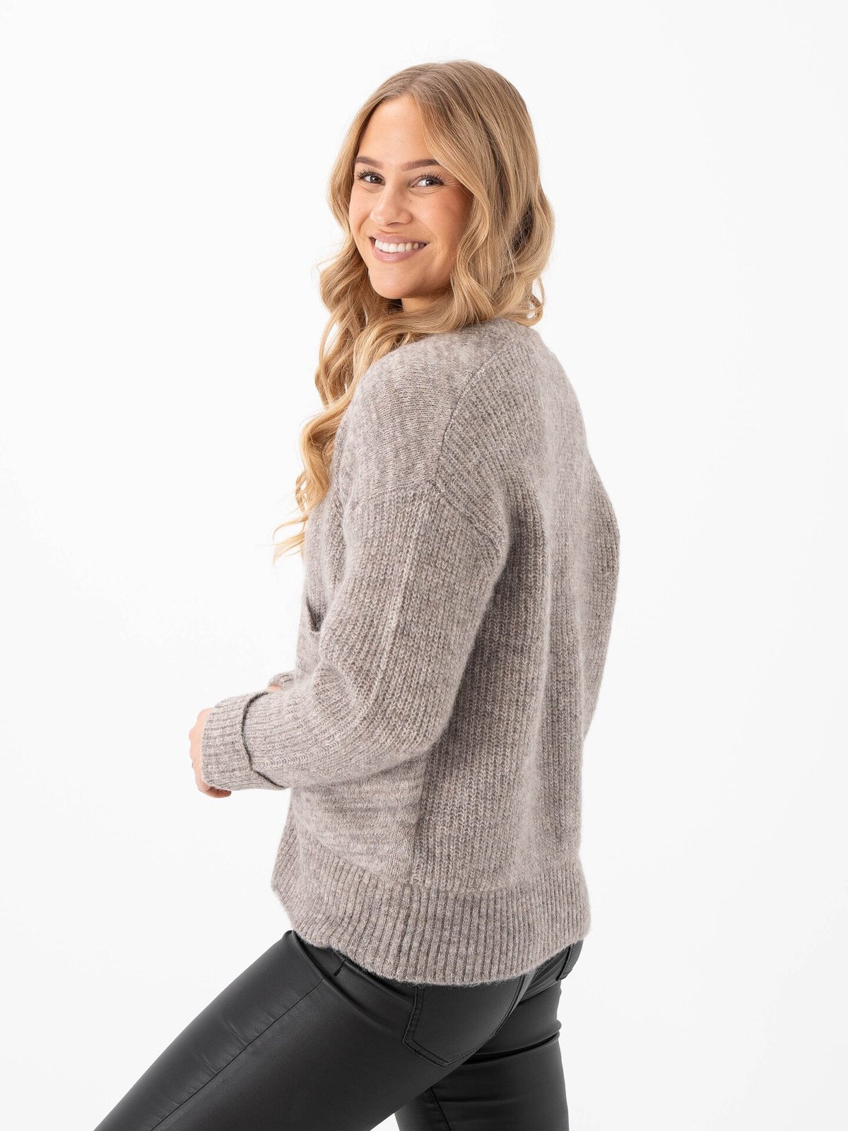 Selected Femme Alva Long Sleeve Knit Cardigan Steel Gray Birch