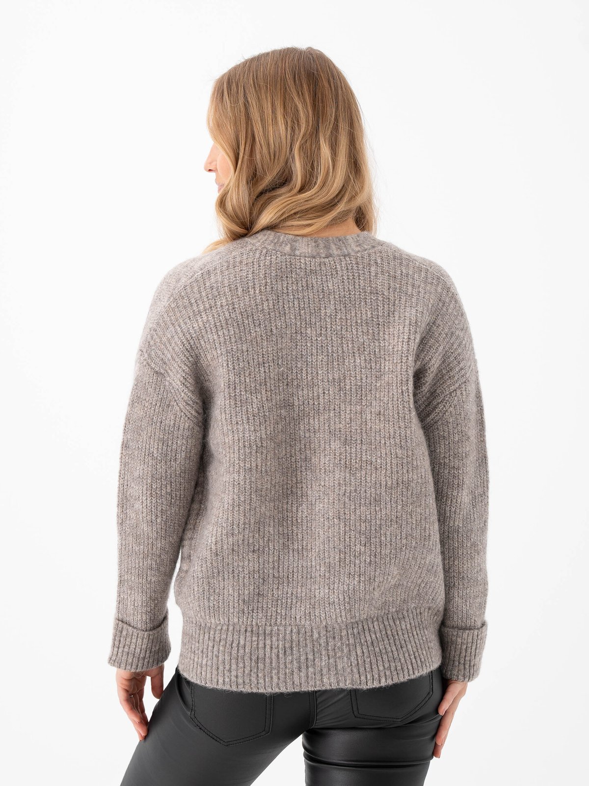Selected Femme Alva Long Sleeve Knit Cardigan Steel Gray Birch