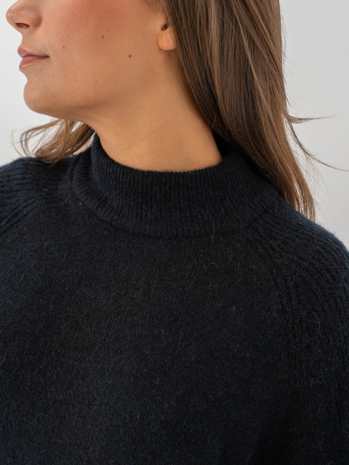 Selected Femme Lulu Long Sleeve High Neck Knit Dress Dark Sapphire Melange