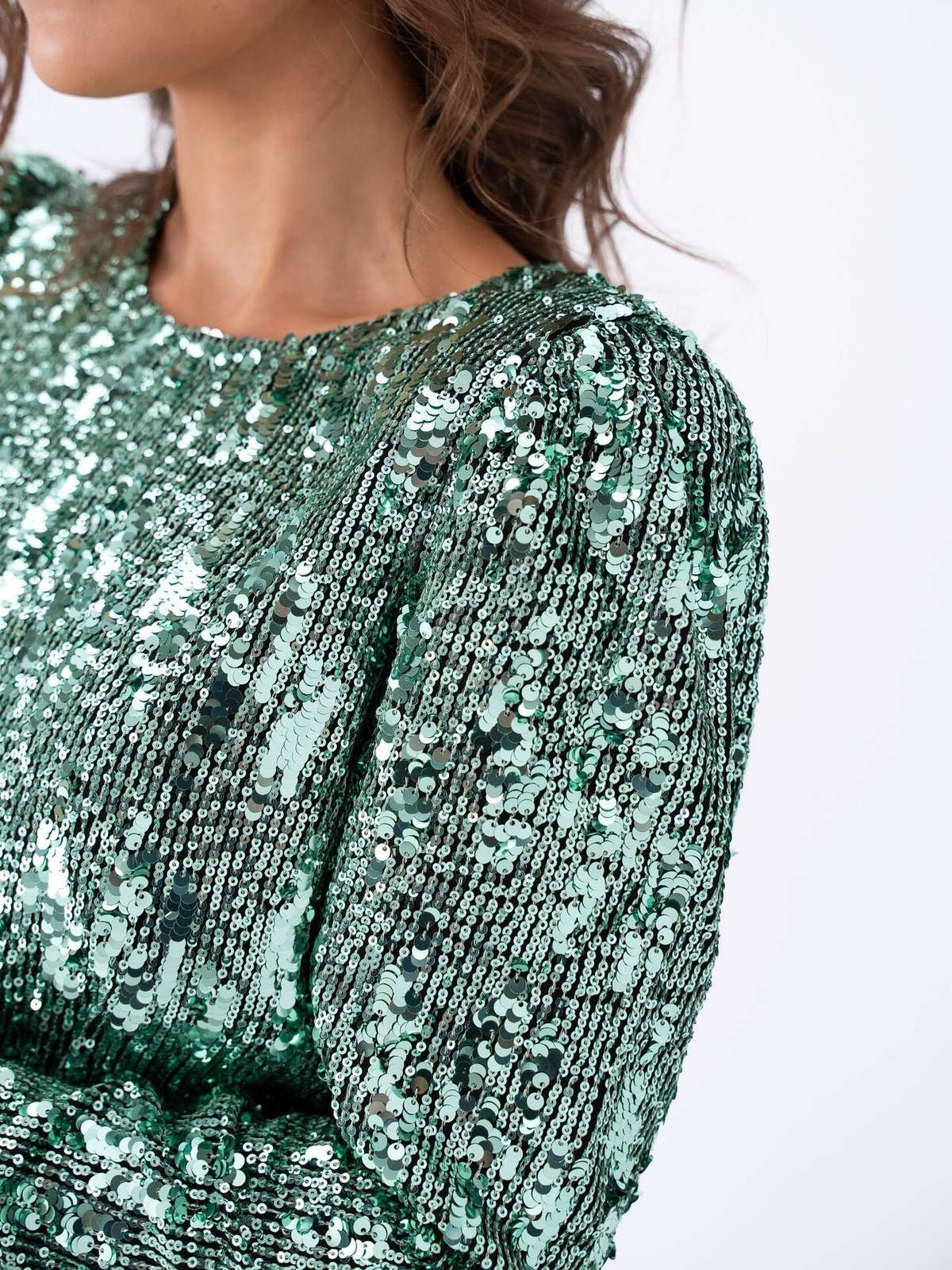 Selected Femme Ari-Colyn Long Sleeve Short Sequins Dress Loden Frost