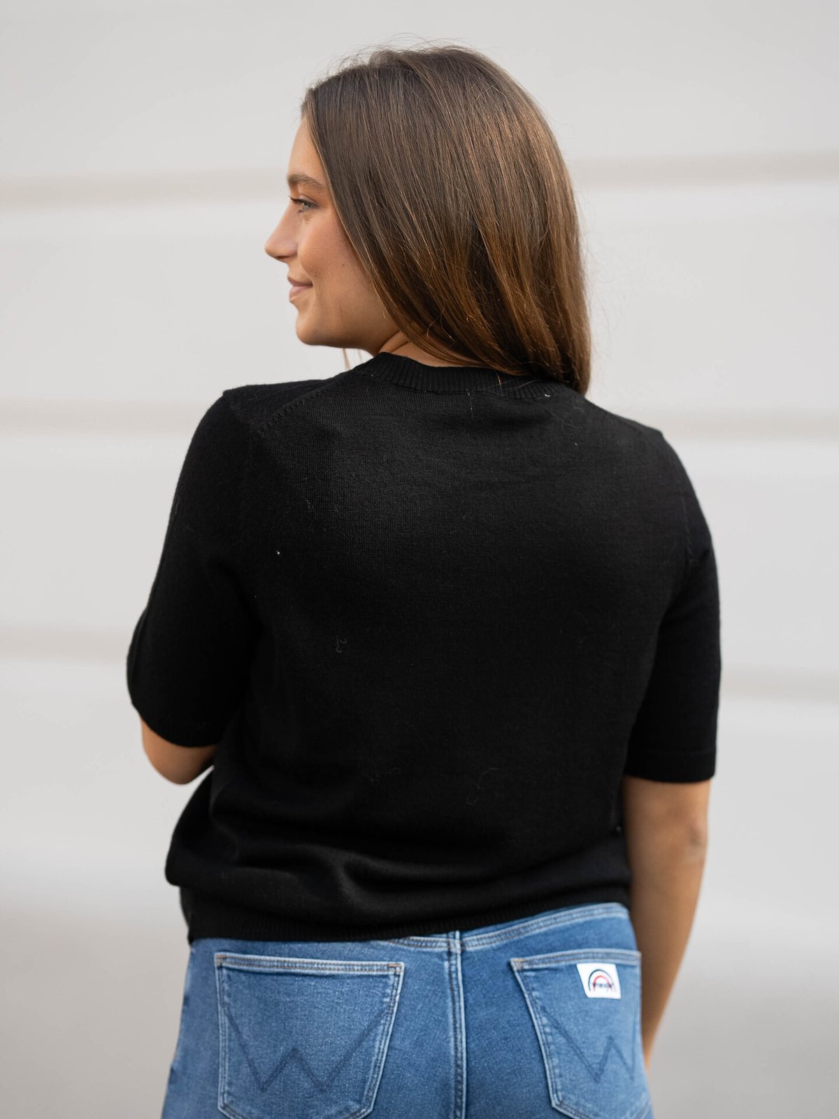 Selected Femme Hella Short Sleeve Knit O-Neck Black