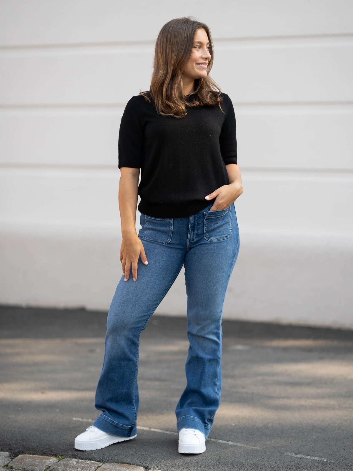 Selected Femme Hella Short Sleeve Knit O-Neck Black