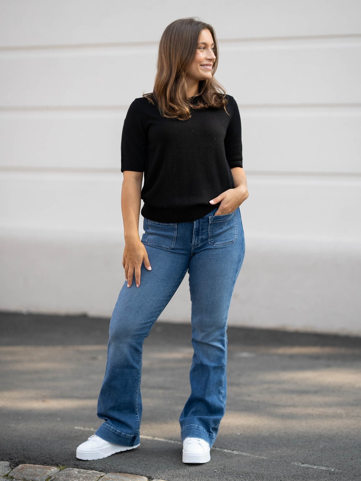 Selected Femme Hella Short Sleeve Knit O-Neck Black