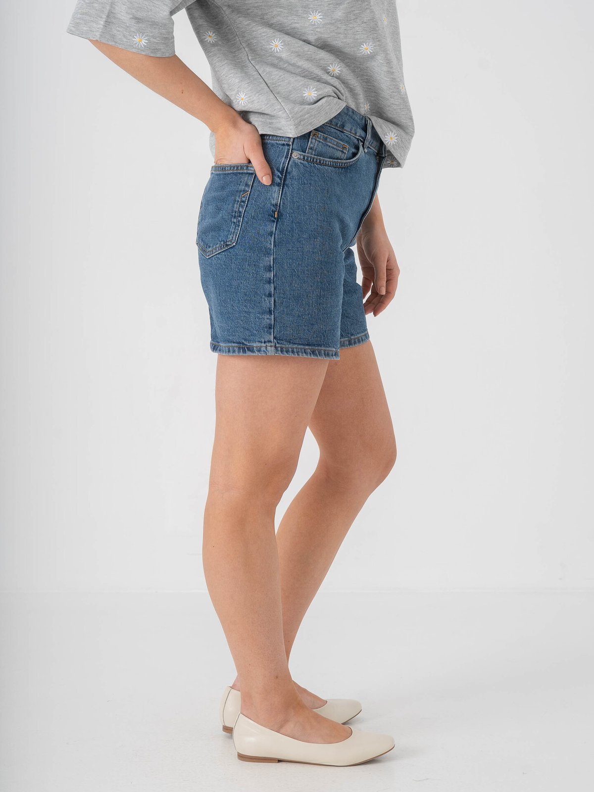 Selected Femme Krista High Waist Mid Blue Denim Shorts Medium Blue Denim