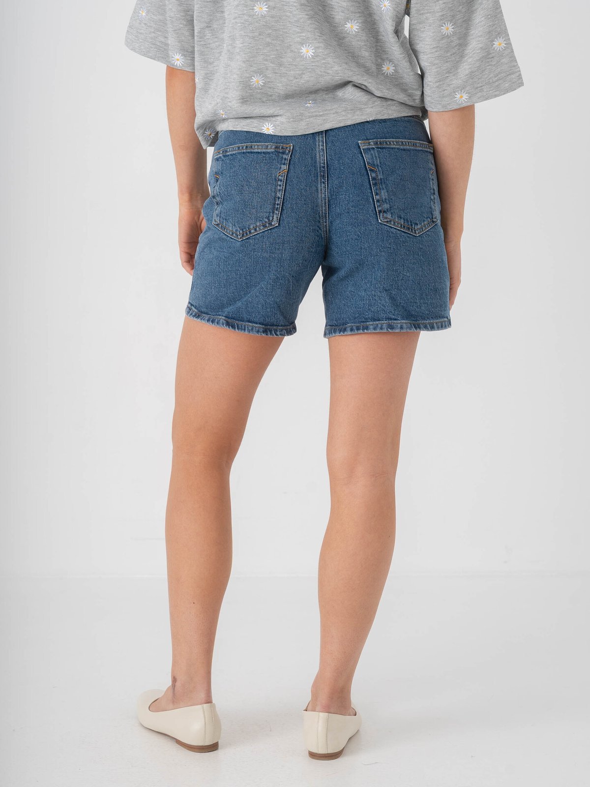 Selected Femme Krista High Waist Mid Blue Denim Shorts Medium Blue Denim