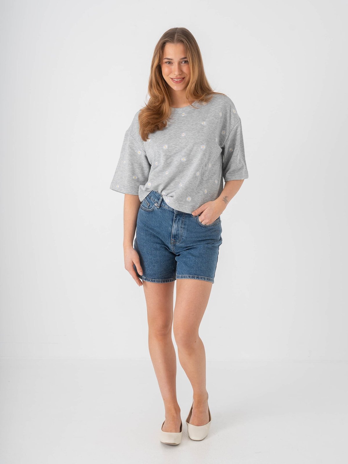 Selected Femme Krista High Waist Mid Blue Denim Shorts Medium Blue Denim