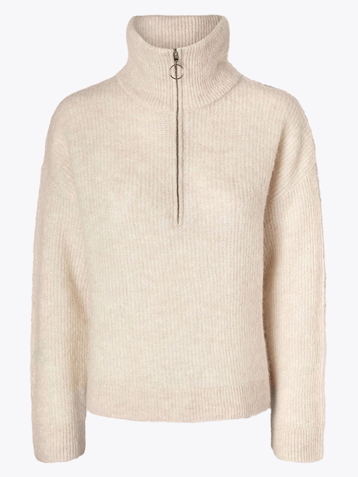 Selected Femme Sia Ras Long Sleeve Knit Half Zip Birch