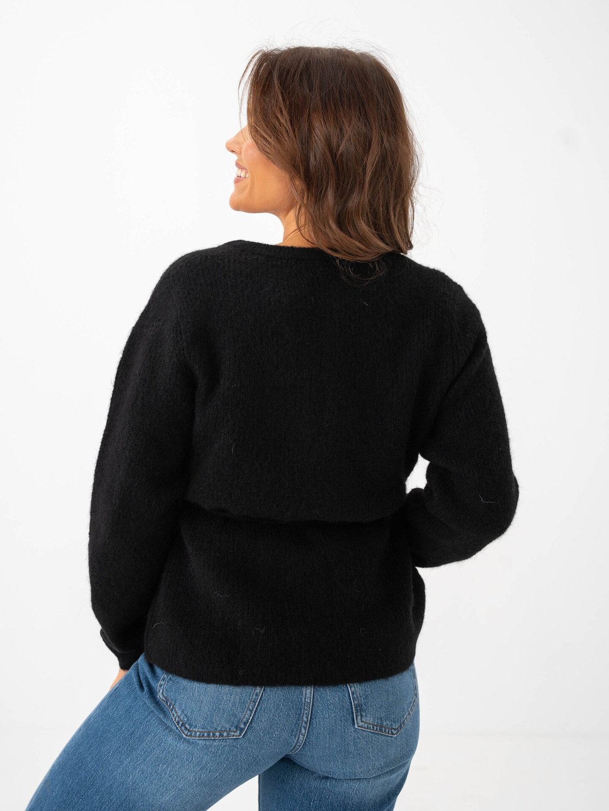 Selected Femme Sia Ras Long Sleeve Knit Belt Cardigan Black