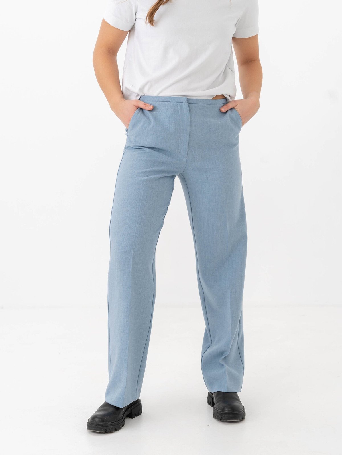Selected Femme Rita-Freia Mid Waisted Straight Pant Endless Sky