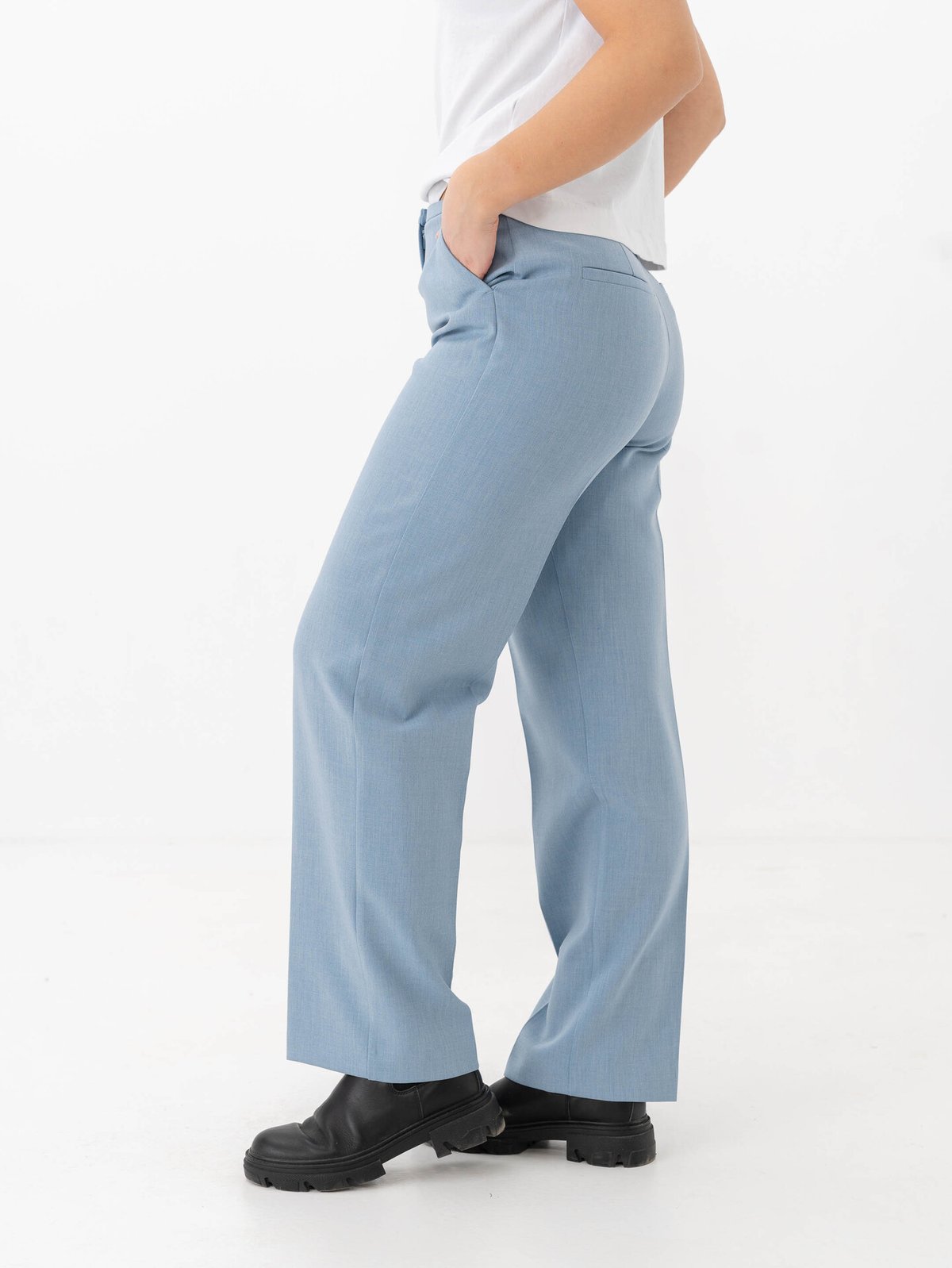 Selected Femme Rita-Freia Mid Waisted Straight Pant Endless Sky