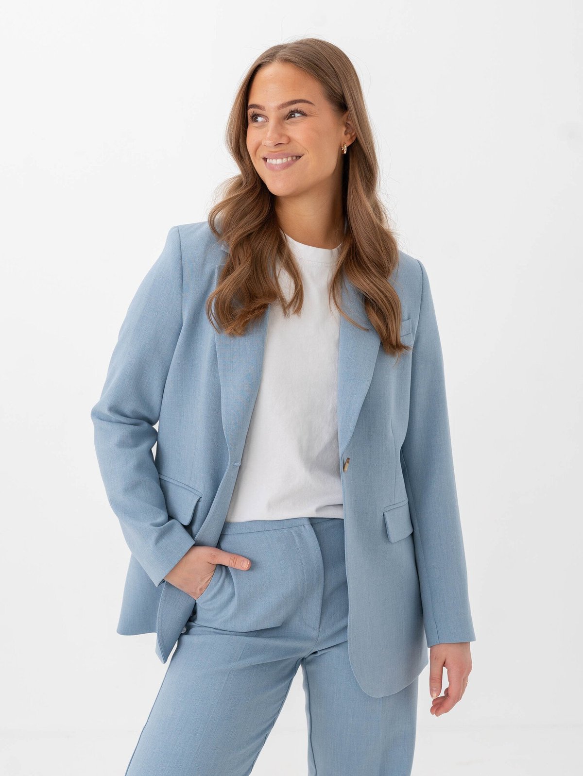 Selected Femme Rita-Freia Long Sleeve Long Blazer Endless Sky