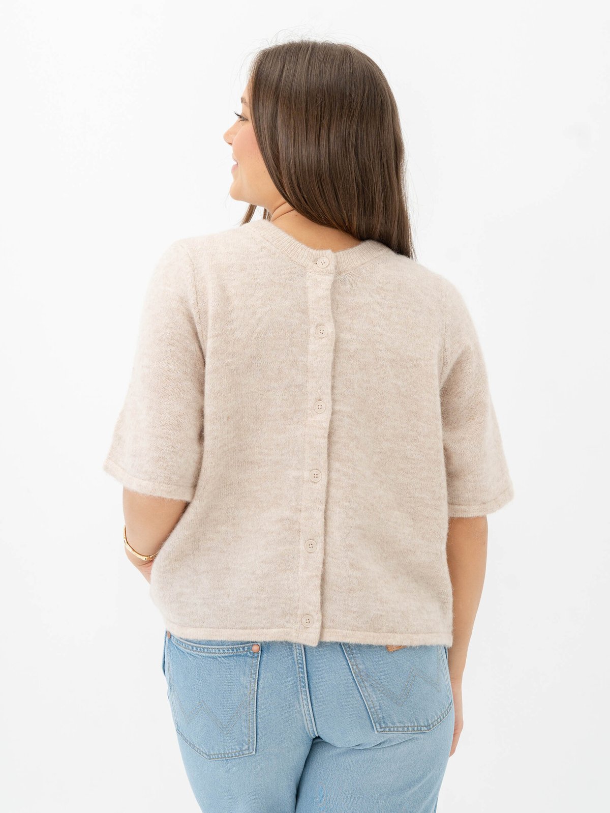 Selected Femme Lulu 2/4 Knit Cardigan Birch Melange